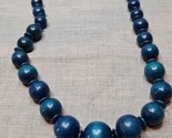 Vintage Large Blue Bead Rope Style Necklace, Fashion/Costume Jewelry Cla... - $4.74