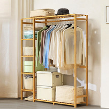 Anti-Corrosion Bamboo Garment Rack Clothes Hanging Stand Shelf Fr Indoor Outdoor - £74.33 GBP