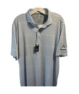 johnnie-O Men’s L Lake Blue Polo Striped Shirt Golf Polyester Spandex 1/... - $54.45