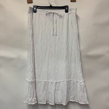 JM Collection Womens L Bright White Tie Waist Side Slit Maxi Skirt PREOW... - $24.49