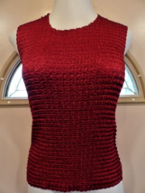 NICOLA Women&#39;s Size L Red Strech Blouse Sleeveless - £9.07 GBP