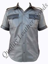 GREY LEATHER HIGHWAY PATROL POLICE MILITARY UNIFORM STYLE SHIRT BLUF LEDER - $2,162.61 MXN