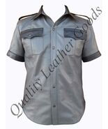 GREY LEATHER HIGHWAY PATROL POLICE MILITARY UNIFORM STYLE SHIRT BLUF LEDER - $2,162.61 MXN