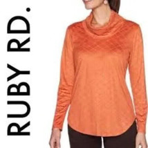 Ruby Rd long sleeve casual embroidered orange turtleneck top NEW ladies ... - £29.57 GBP
