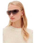 $525 Prada Wrap Sunglasses Gold Studs Brown Lens 170-22-130 Made in Ital... - $284.13