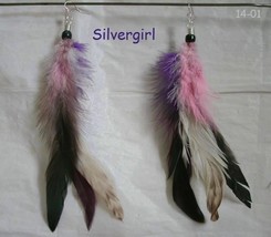 Colored Fun Fluffy Long Feather Earrings  - £10.44 GBP+