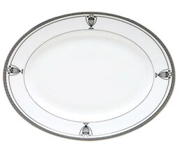 Lenox Westchester Legacy Oval Serving Platter 13.25&quot; Platinum Trim USA N... - €62,68 EUR