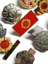 Fire Fighter Dept Badge FDNY Flag Souvenir Lapel Pin Lot (9 Different) - $27.99