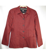 J. Crew Women&#39;s Wool Blazer Red Black Gray Houndstooth Size 4 - £60.20 GBP