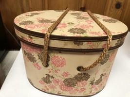 Vintage Fabric Covered Sewing Box w/Rope Handles Contains Vintage Sewing... - £38.53 GBP