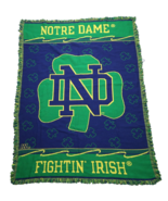 Vintage 90s All Over Print University of Notre Dame Fringed Blanket Thro... - $997.91 MXN