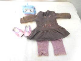 American Girl Doll 2007 Licorice Play Outfit Dress Leggings Shoes Bag - £15.26 GBP