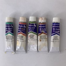 Lot Of 5 Reeves Colour Oil Paints Tubes Partially Used 0.4 oz blue red g... - $19.78