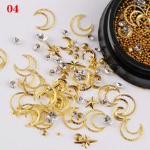 DIY Star Moon Gold Silver Silk Manicure Decoration Rivet Studs Glitter S... - £8.89 GBP
