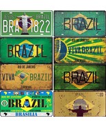 Brazil License Plate Tin Sign Retro Brazilian Flag Metal Print Wall Hang... - €15,27 EUR