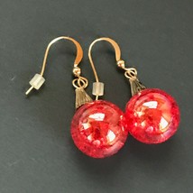 Large Iridescent Red Plastic Christmas Tree Ornament Bulb Holiday Dangle Earring - £9.80 GBP