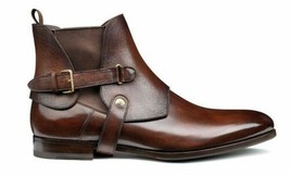 New Handmade Stylish Cover Chelsea Brown Pure Leather Ankle Boot for Men - £120.91 GBP