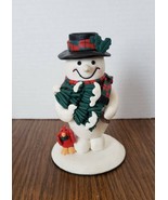 6 Inch Ceramic Snowman Pillar Candle Holder With Metal Base - £5.43 GBP