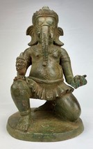 Ganesha Estatua - Antigüedad Thai Estilo Bronce Rodillas Ganesh 34cm/35.6cm - £325.81 GBP