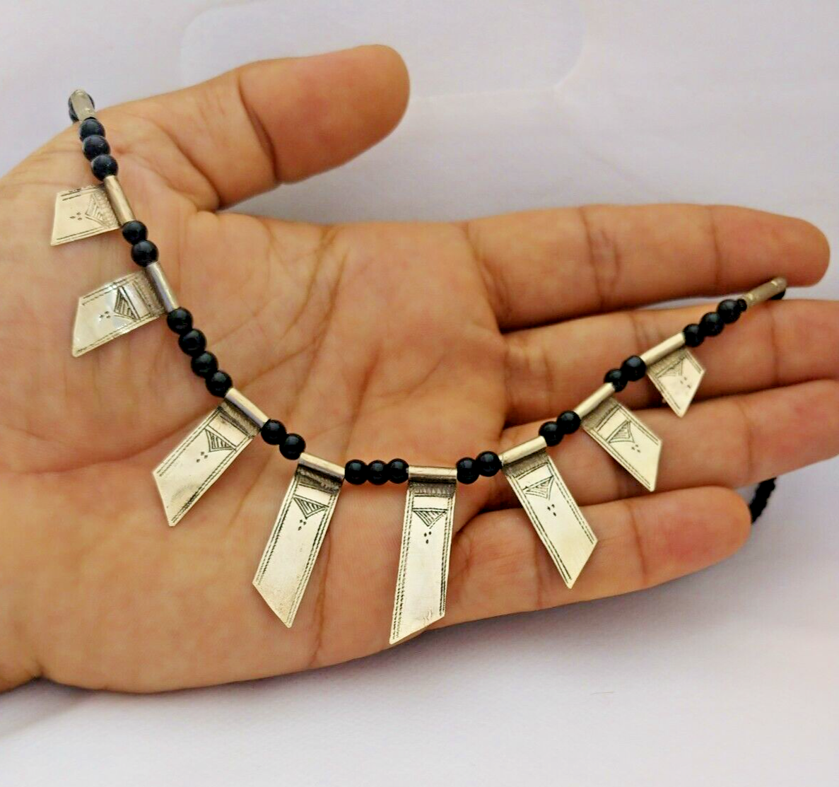 Tuareg Necklace Metal Pendant African Stone Tribal Ethnic Jewelry Niger Berber