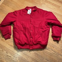 Red Felt Bomber Jacket Size XL PJ Mark NEW Old Stock Vintage *Small Flaw* - £19.72 GBP