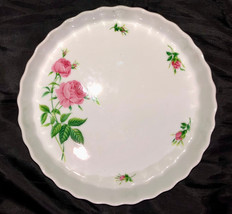 Christineholm Pink Rose Porcelain Quiche Tart Pie Dish Plate Vintage 9.5&quot; - £12.50 GBP