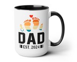 Dad Ceramic Coffee Mug Dad Est. 2024 | White w/ Colour Interior &amp; Handle... - £10.65 GBP