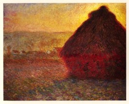 Print Haystack at Sunset by Claude Monet Oil painting Giclee Fine Canvas 16X20 - £11.19 GBP