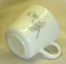 Solitary Corelle Corning Flat Coffee Mug White Gray Roses - $9.89