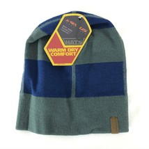 Seirus Beanie Hat Warm Dry Comfort Striped Blue Gray Unisex One Size - £6.16 GBP