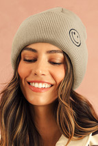 White Smiley Face Eaveless Beanie Hats - $76.94 MXN