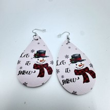 Womens Light Weight Faux Leather Dangle Earrings Christmas Design Let it... - $5.89