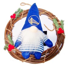 Golden State Warriors NBA Gnome Holiday Wreath 10&quot; D Embroidered Logo Po... - $20.79