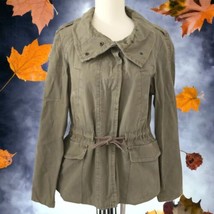 GAP Military Jacket Womens XS Chore Utility Barn Army Khaki Funnel Neck Punk Vtg - £26.79 GBP