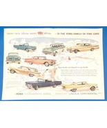 1958 Ford 2 Page PRINT AD Thunderbird, Edsel, Mercury, Lincoln Continent... - $15.98 CAD