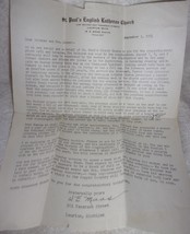 Vintage Letter From St. Paul’s Church To Brother &amp; Mrs. Summer 1954 - $1.99