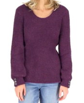 Laurie Felt Cloud Sweater with Button Sleeve Detail- AMETHYST, M - £19.98 GBP