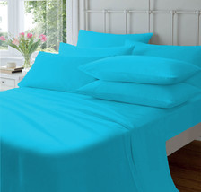 15 &quot; Pocket Turquoise Sheet Set Egyptian Cotton Bedding 600 TC Choose Size - £60.08 GBP