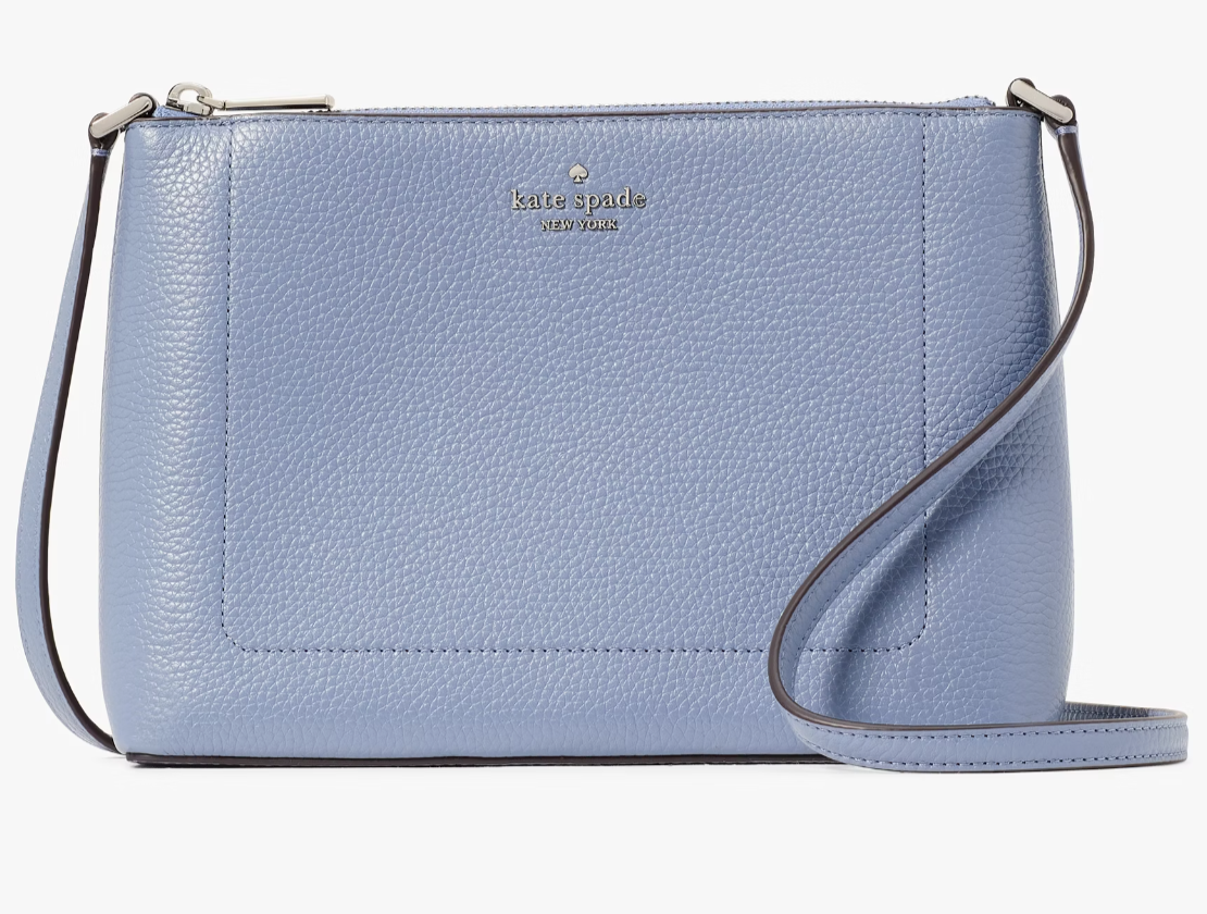 Kate Spade Leila Crossbody Bag Blue Pebbled Leather Purse KG464 NWT $299 Retail