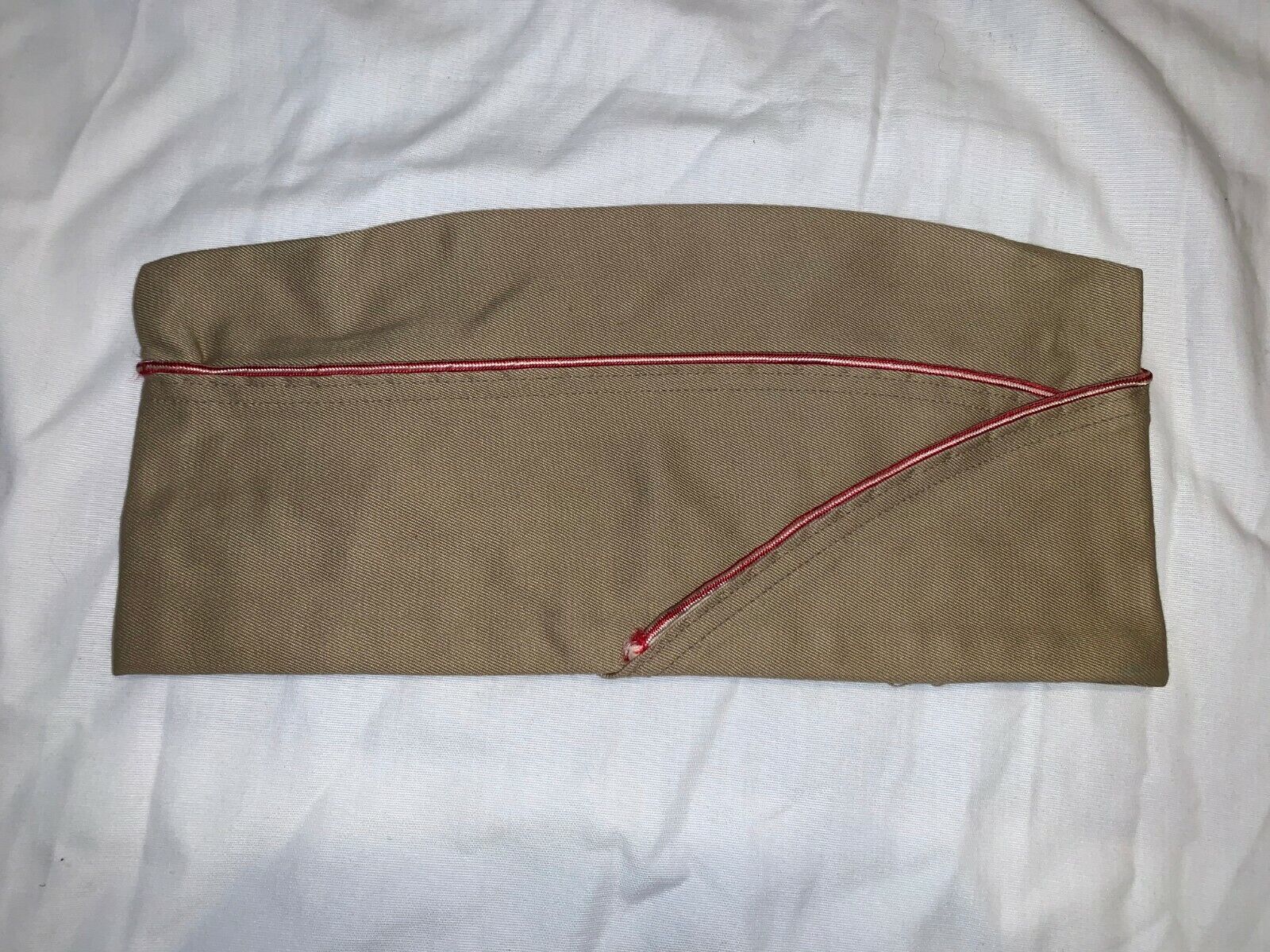 KOREAN WAR 1952 ARMY TAN KHAKI GARRISON COVER CAP ENGINEER SERVICE CORD ... - $30.95