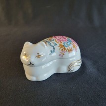 Vintage Elizabeth Arden Chelsea Gardens Cat Trinket Box with Lid Japan Porcelain - £11.05 GBP