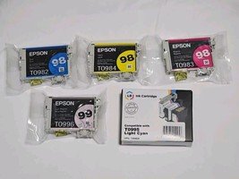 Lot of 4 Genuine Epson 98 Ink Cyan, Yellow, Magenta, Light Magenta Seale... - $29.31