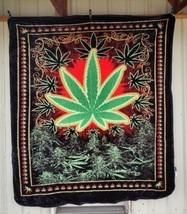 Marijuana Chiko Leaf Leaves Weed Cannabis Queen Size Blanket Bedspread - £47.77 GBP