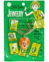 Vintage 60&#39;s Liddle Kiddles Girls Jewelry Clone Klone Orange Heart Bracelet MOC - £99.91 GBP