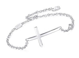 925 Sterling Silver Cross Bracelet for Women Faith - £89.88 GBP