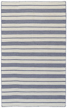 2&#39; X 3&#39; Blue And Ivory Striped Dhurrie Hand Woven Stain Resistant Area Rug - $1,368.91 MXN