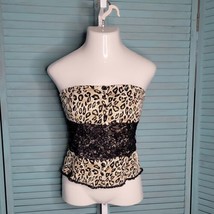 Sans Souci Sleeveless Button Down Blouse Tubetop Sz L Black Brown - £15.65 GBP