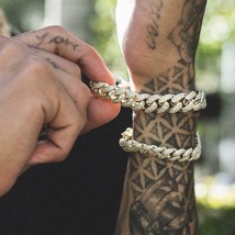 Ice Hip Hop Punk Men&#39;s Cuban Link Bracelet For Women Chain Rhinestone Bling - £10.27 GBP