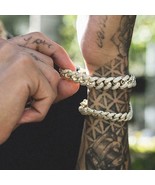 Ice Hip Hop Punk Men&#39;s Cuban Link Bracelet For Women Chain Rhinestone Bling - £10.21 GBP
