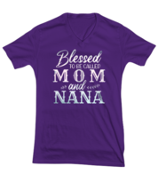Mom TShirt Blessed To Be Called Mom Purple-V-Tee  - £18.15 GBP